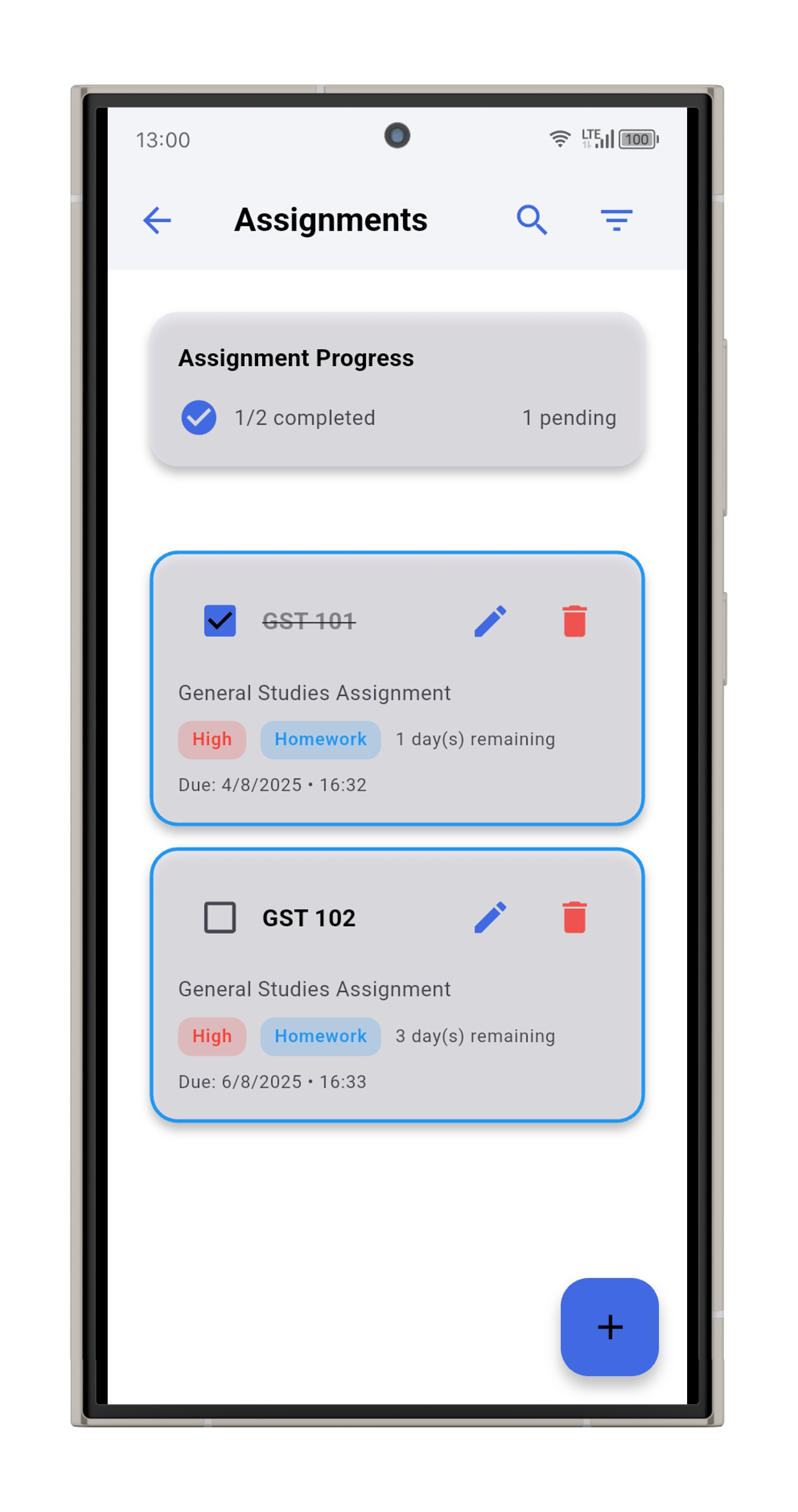 Have Assignments Due Screenshot