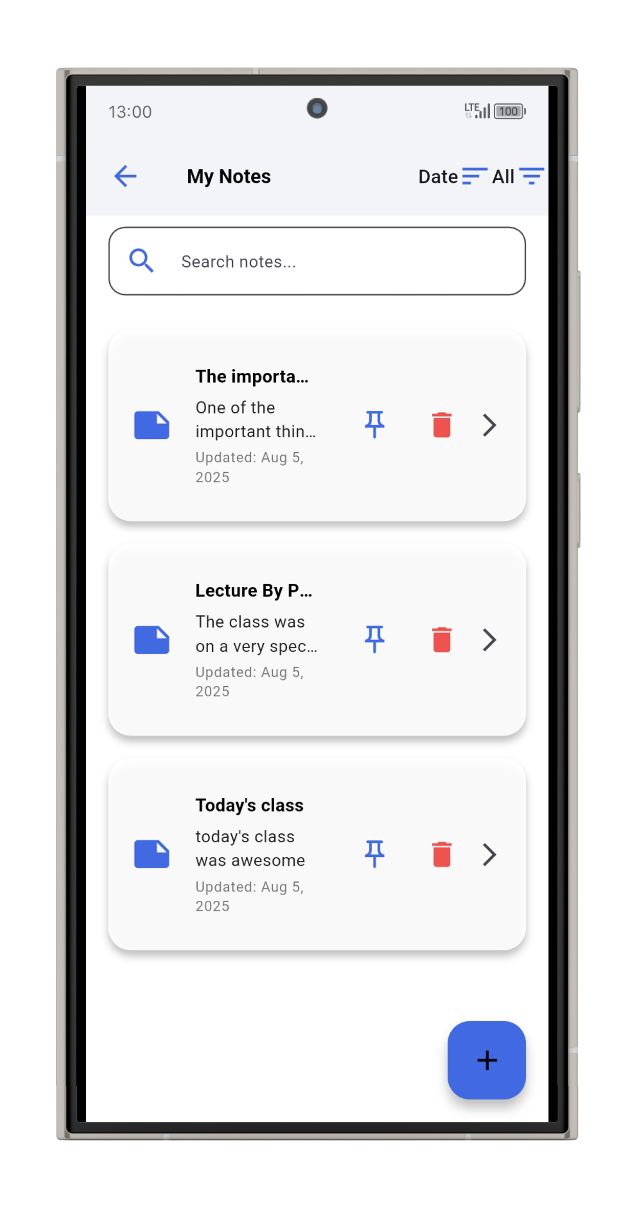 Note Taking Screenshot