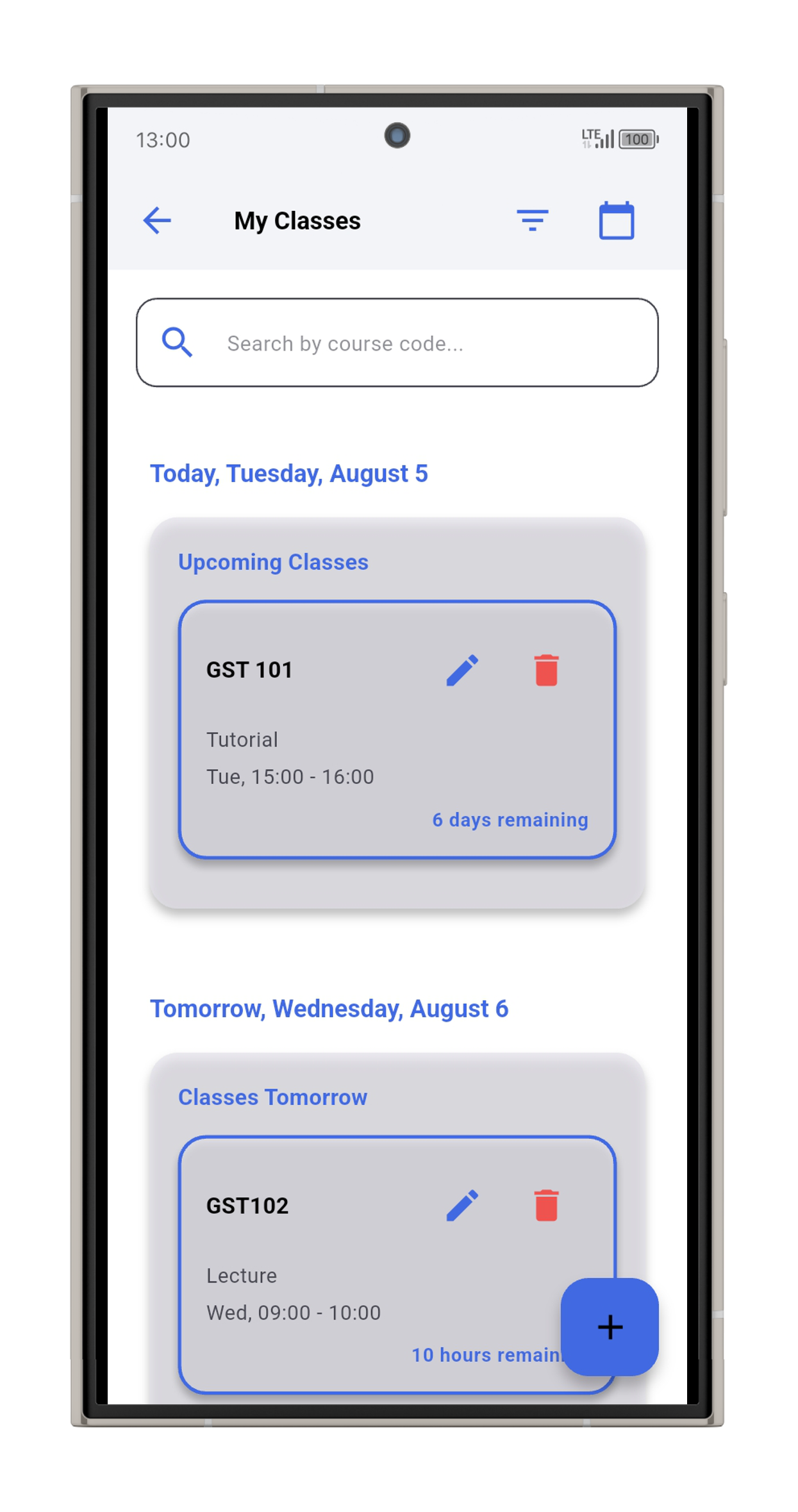 Never Miss a Class Again Screenshot